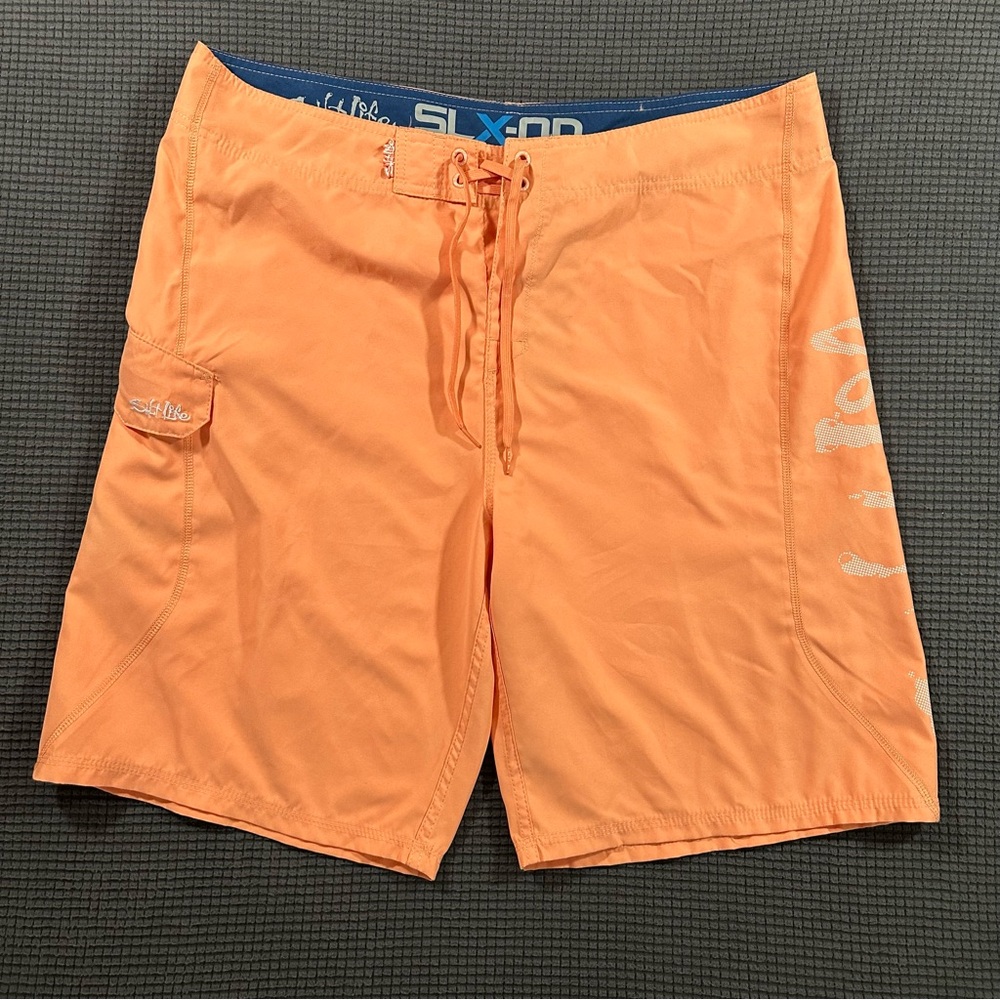 Salt Life SLX QD Board Shorts Mens Size 38 Orange Swim Trunks 20 Inch